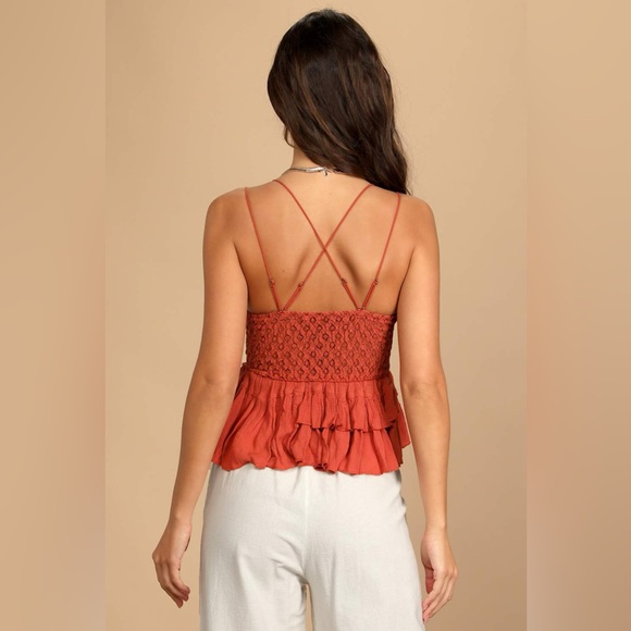 FREE PEOPLE ADELLA TIERED RUFFLE AND LACE CAMI TOP - Picture 12 of 12